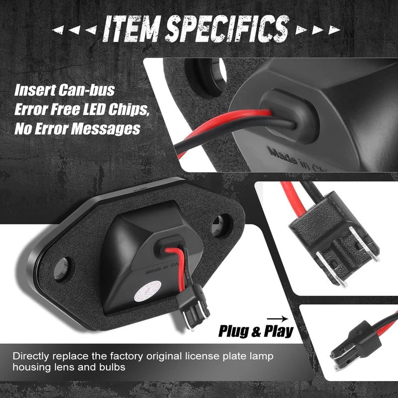NUVISION LIGHTING Pair of LED License Plate Lights Compatible with 99-02 E150 E250 Econoline / 03-14 E150 E250, F6UZ-13550-AA, NVL-LPL-014 - Image 4